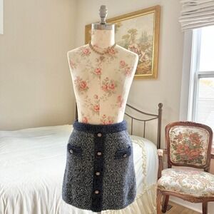 Blue holiday tinsel mini skirt womens small